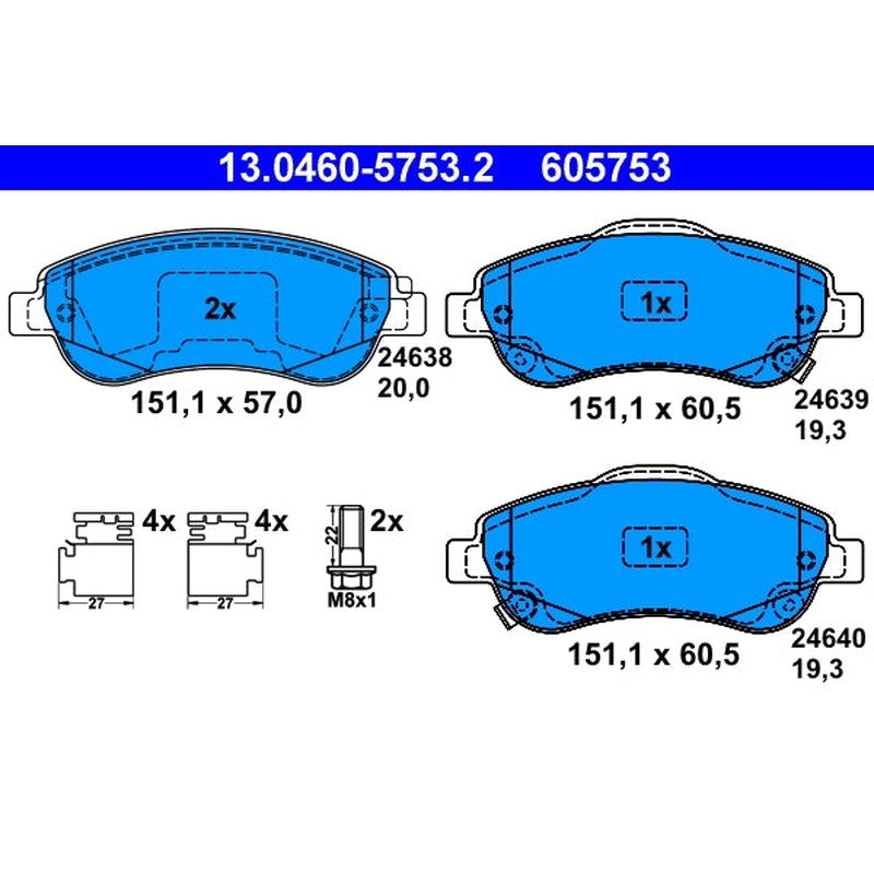 set placute frana,frana disc 13.0460-5753.2 ATE