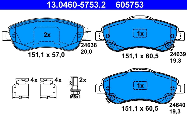 Set placute frana ATE 13.0460-5753.2