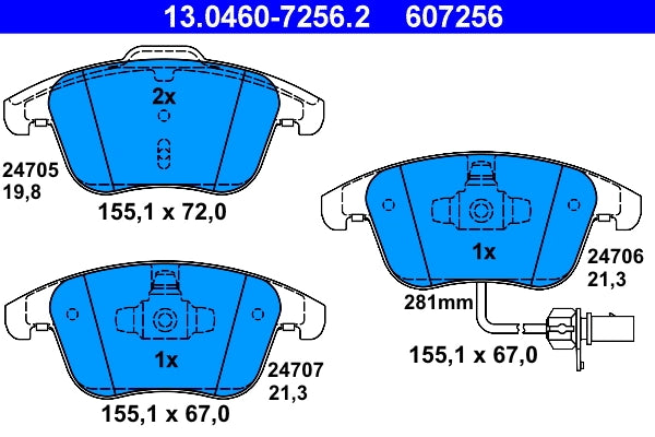 Set placute frana ATE 13.0460-7256.2