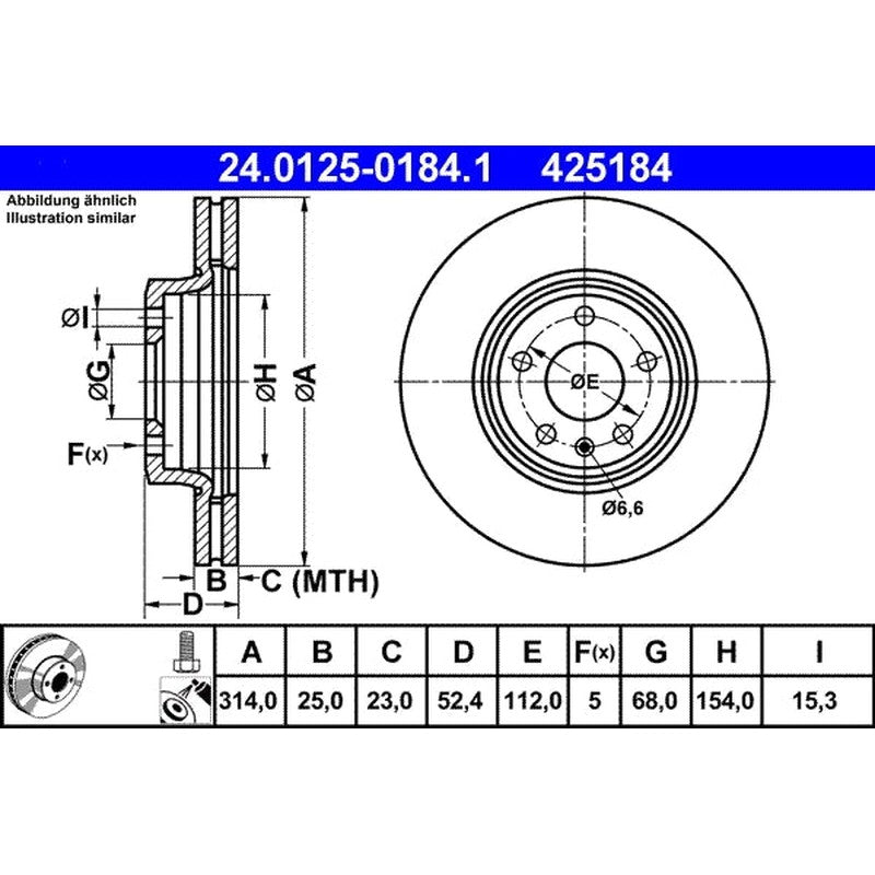 Disc frana 24.0125-0184.1 ATE