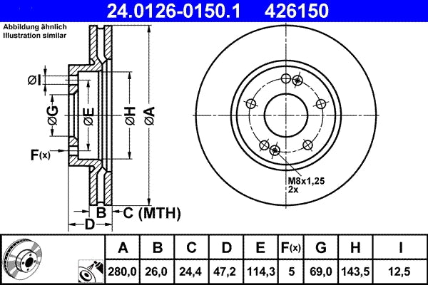 Disc frana ATE 24.0126-0150.1