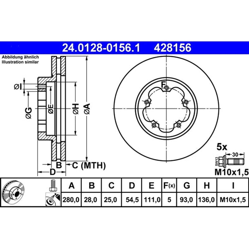Disc frana 24.0128-0156.1 ATE