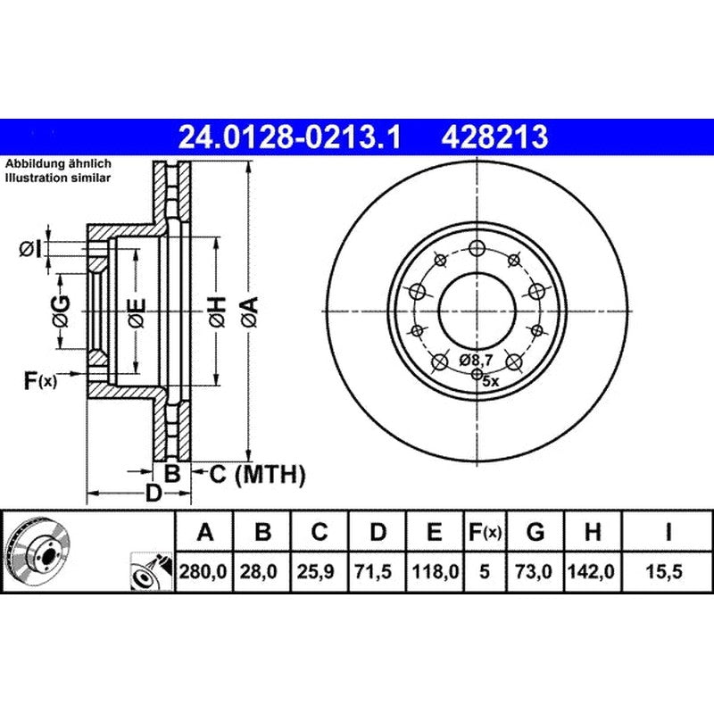 Disc frana 24.0128-0213.1 ATE