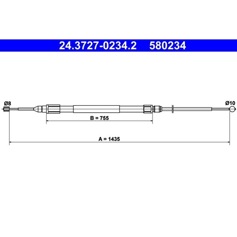 Cablu, frana de parcare 24.3727-0234.2 ATE