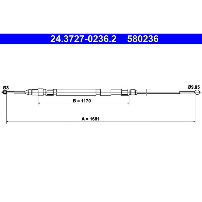 Cablu, frana de parcare 24.3727-0236.2 ATE