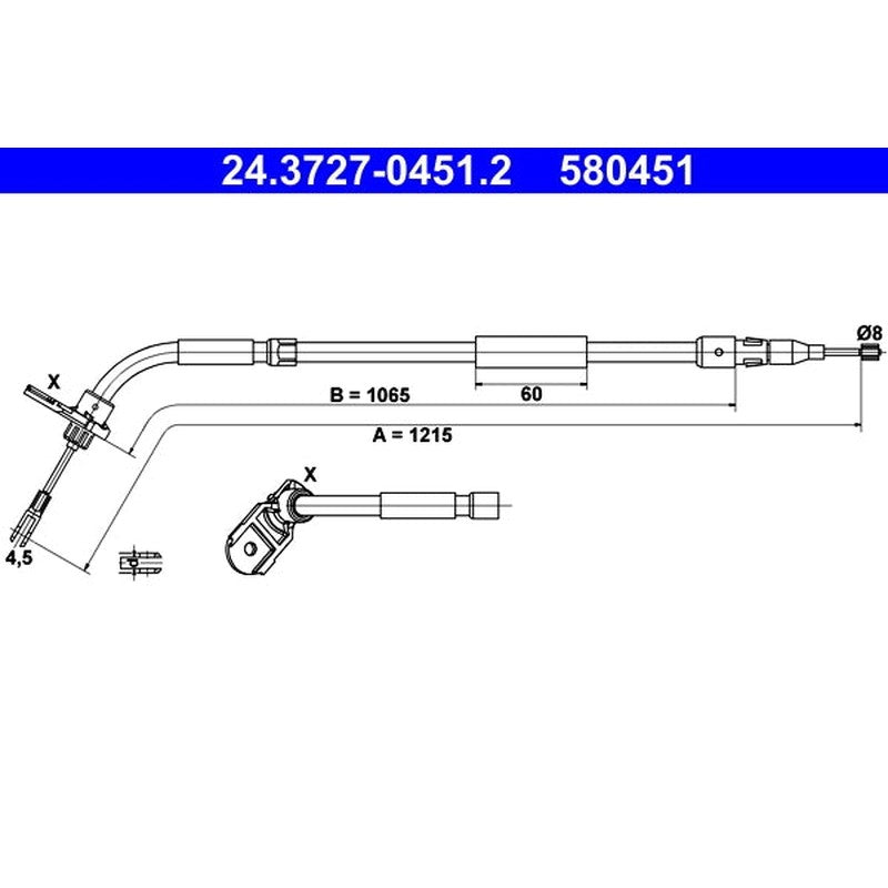 Cablu, frana de parcare 24.3727-0451.2 ATE