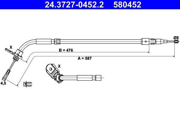 Cablu frana de mana ATE 24.3727-0452.2