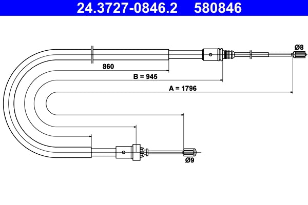 Cablu frana de mana ATE 24.3727-0846.2