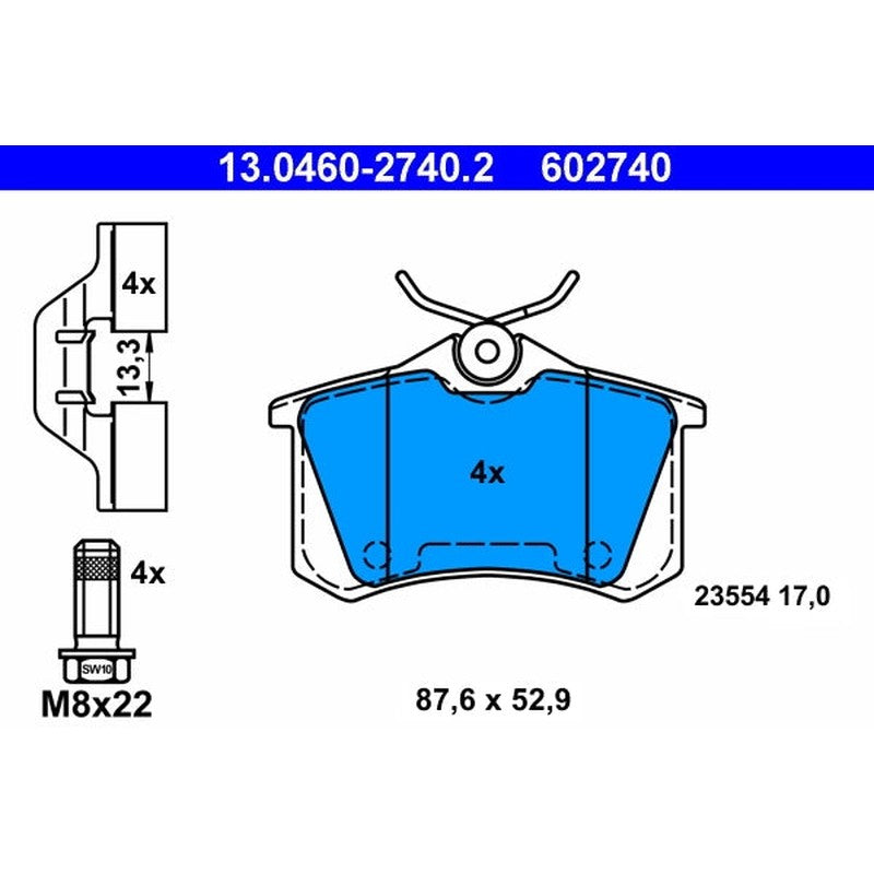 set placute frana,frana disc 13.0460-2740.2 ATE