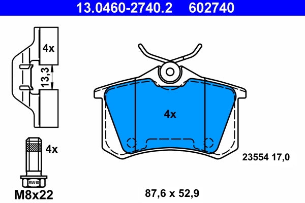 Set placute frana ATE 13.0460-2740.2