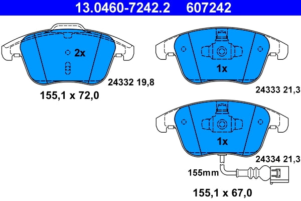 Set placute frana ATE 13.0460-7242.2