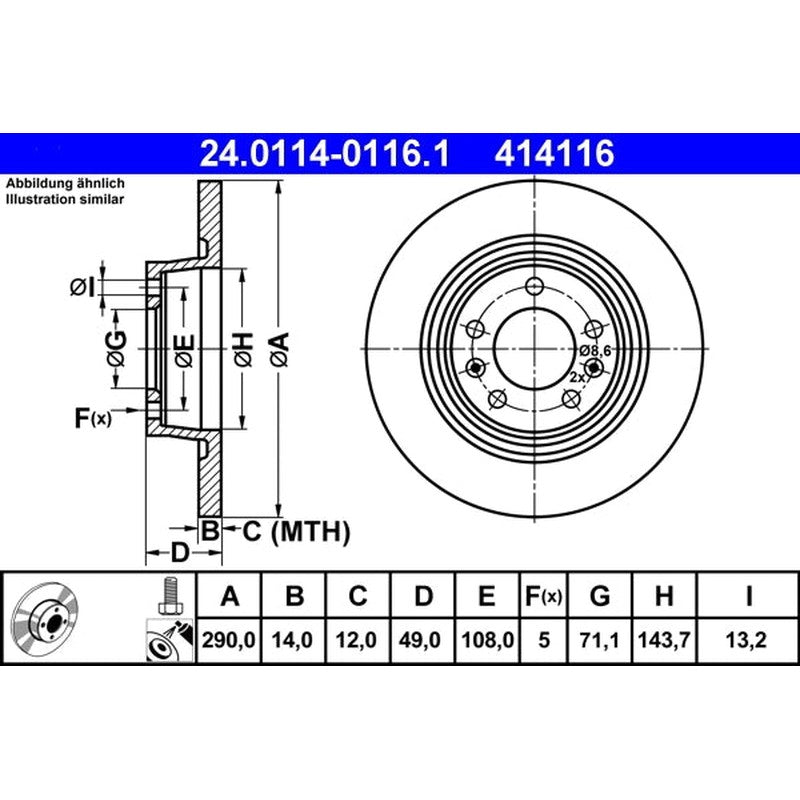 Disc frana 24.0114-0116.1 ATE