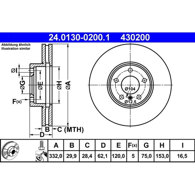 Disc frana 24.0130-0200.1 ATE