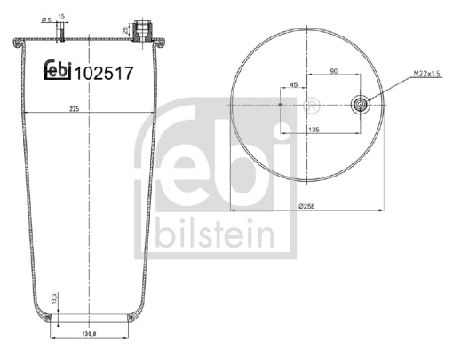 Burduf, suspensie pneumatica 102517 FEBI BILSTEIN