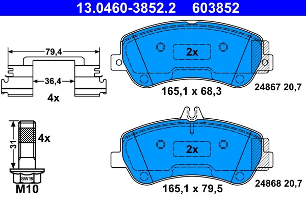 Set placute frana ATE 13.0460-3852.2