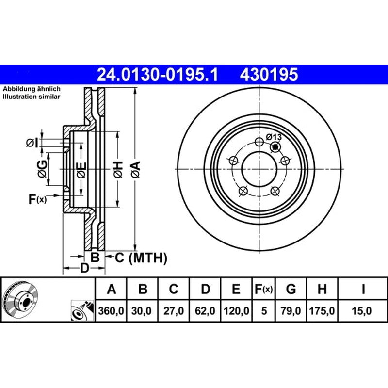 Disc frana 24.0130-0195.1 ATE