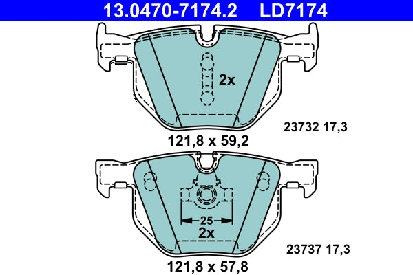 Set placute frana ATE 13.0470-7174.2