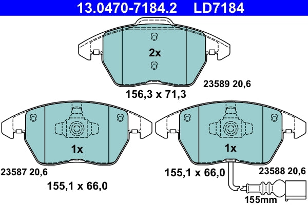 Set placute frana ATE 13.0470-7184.2