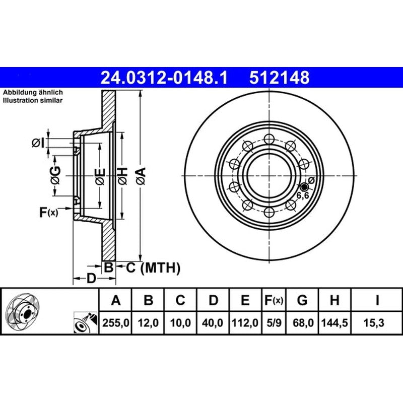 Disc frana 24.0312-0148.1 ATE