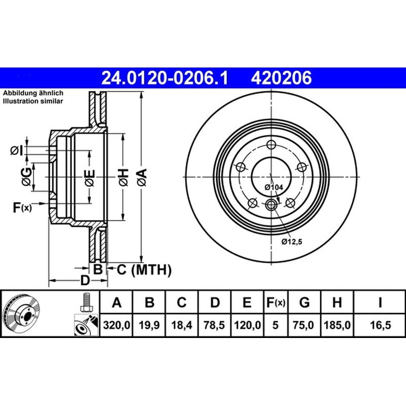 Disc frana 24.0120-0206.1 ATE
