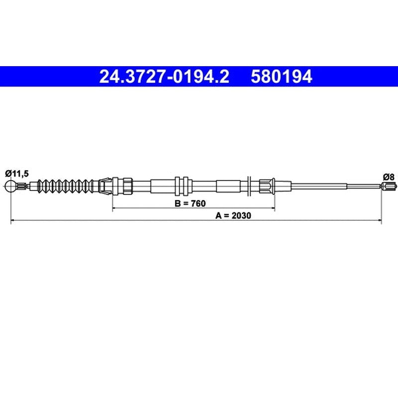 Cablu, frana de parcare 24.3727-0194.2 ATE