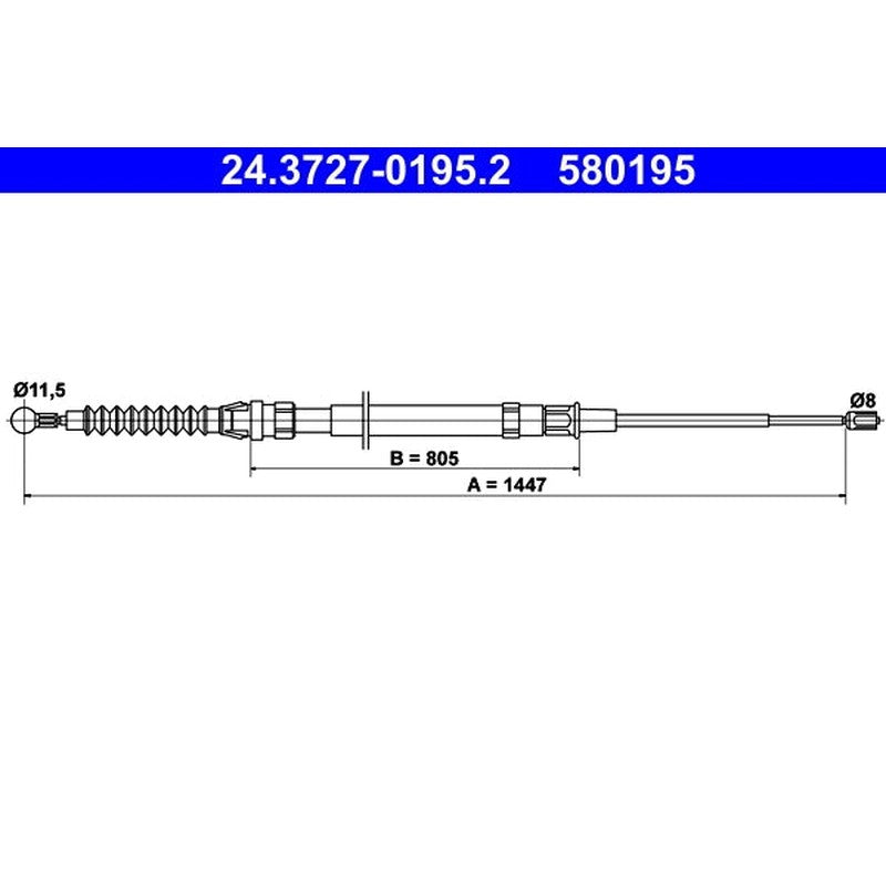 Cablu, frana de parcare 24.3727-0195.2 ATE