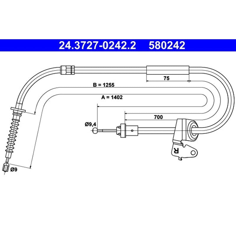 Cablu, frana de parcare 24.3727-0242.2 ATE