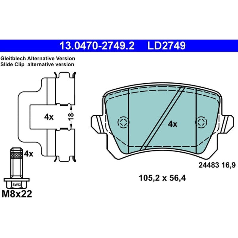 set placute frana,frana disc 13.0470-2749.2 ATE