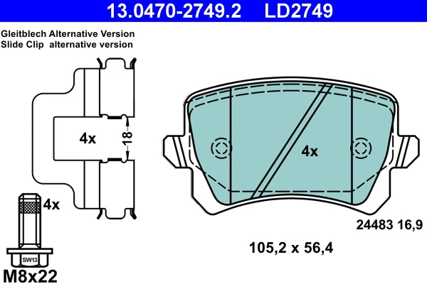 Set placute frana ATE 13.0470-2749.2