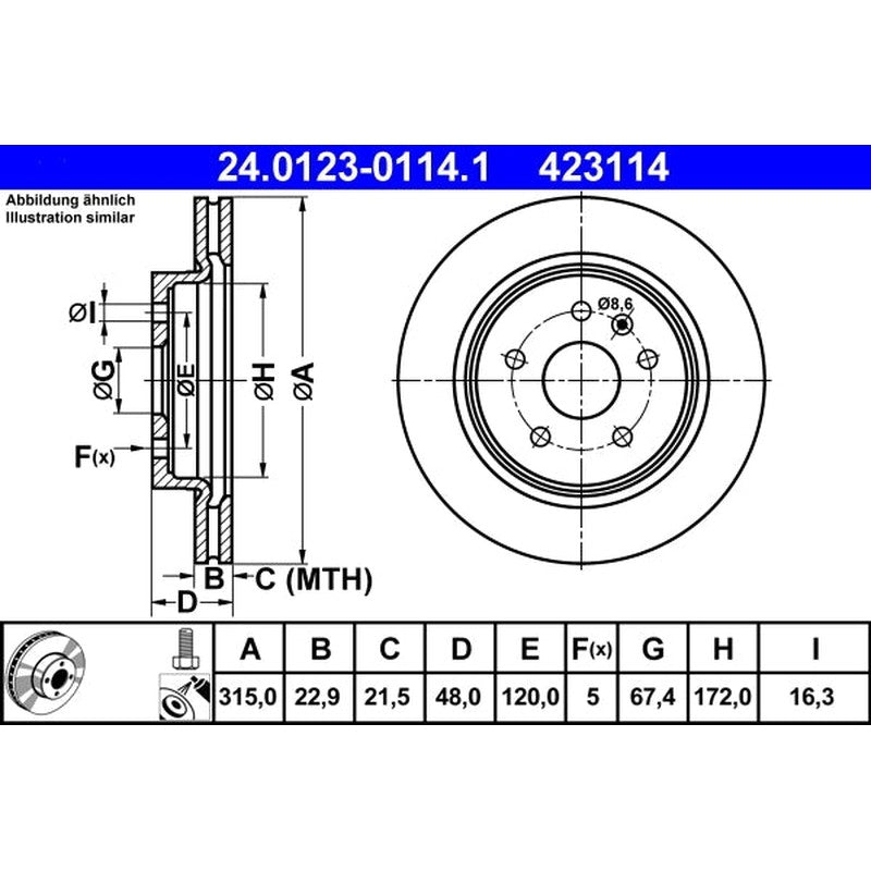 Disc frana 24.0123-0114.1 ATE
