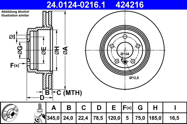 Disc frana ATE 24.0124-0216.1