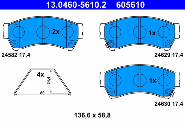 Set placute frana ATE 13.0460-5610.2