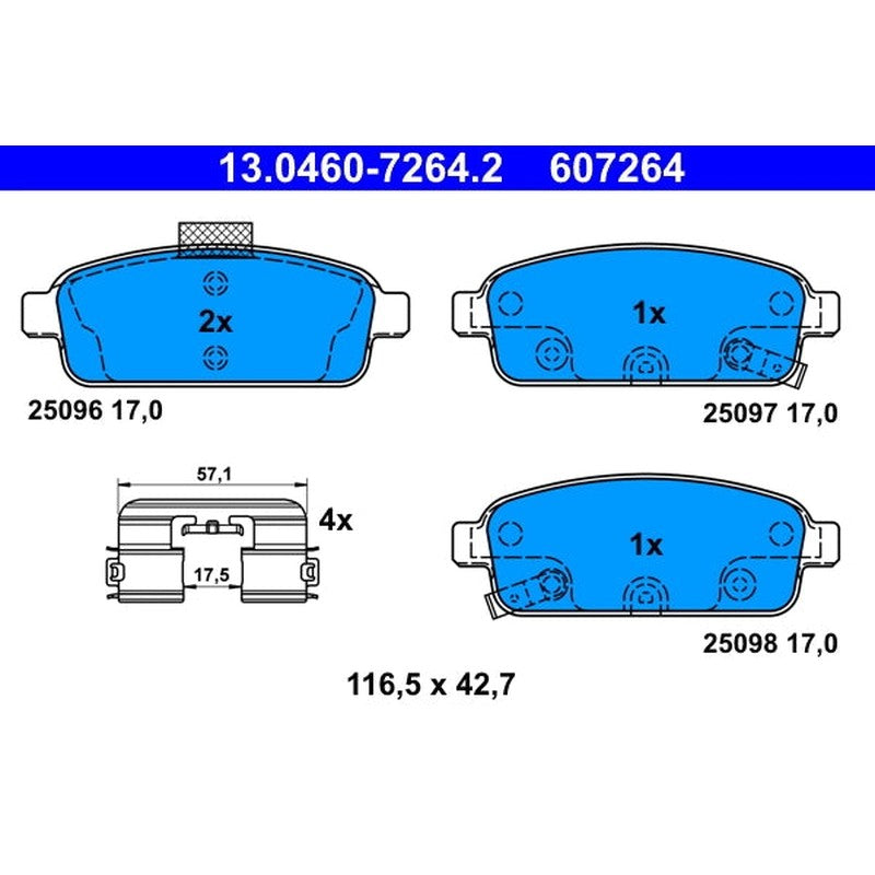 set placute frana,frana disc 13.0460-7264.2 ATE