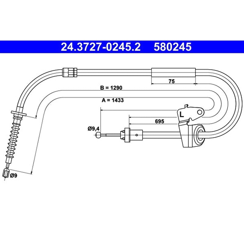 Cablu, frana de parcare 24.3727-0245.2 ATE