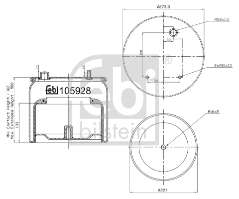 Burduf, suspensie pneumatica 105928 FEBI BILSTEIN
