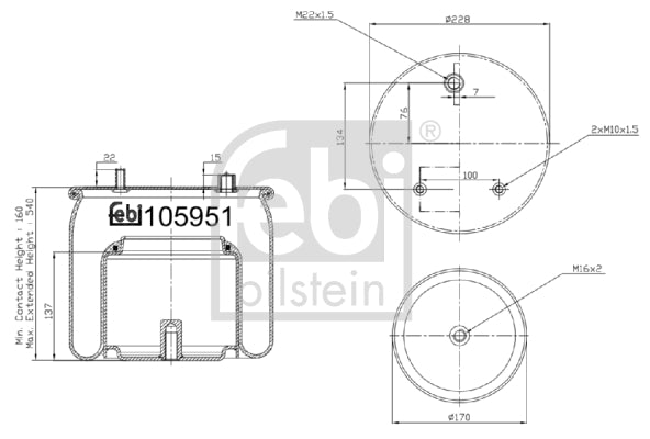 Burduf, suspensie pneumatica 105951 FEBI BILSTEIN