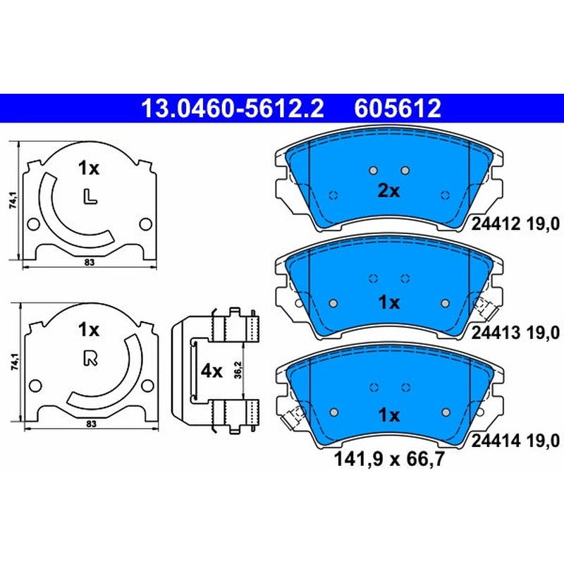 set placute frana,frana disc 13.0460-5612.2 ATE