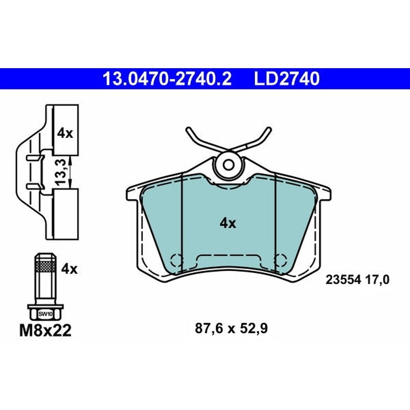set placute frana,frana disc 13.0470-2740.2 ATE