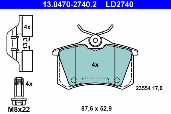 Set placute frana ATE 13.0470-2740.2
