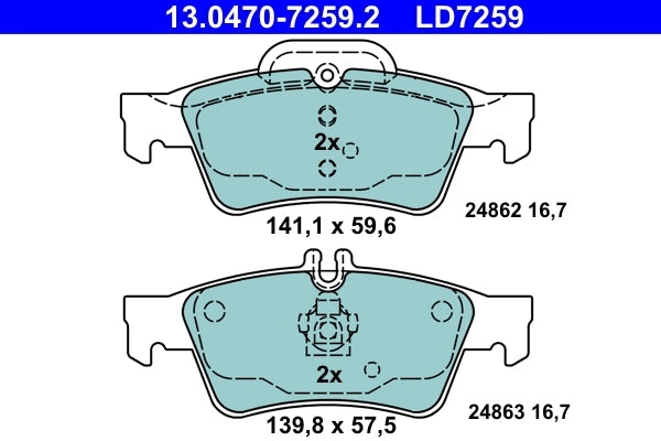 Set placute frana ATE 13.0470-7259.2