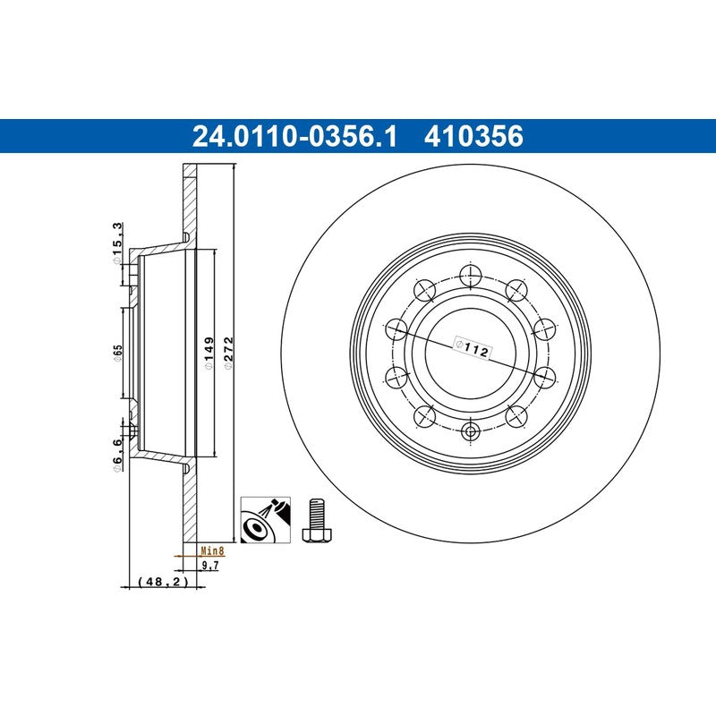Disc frana 24.0110-0356.1 ATE