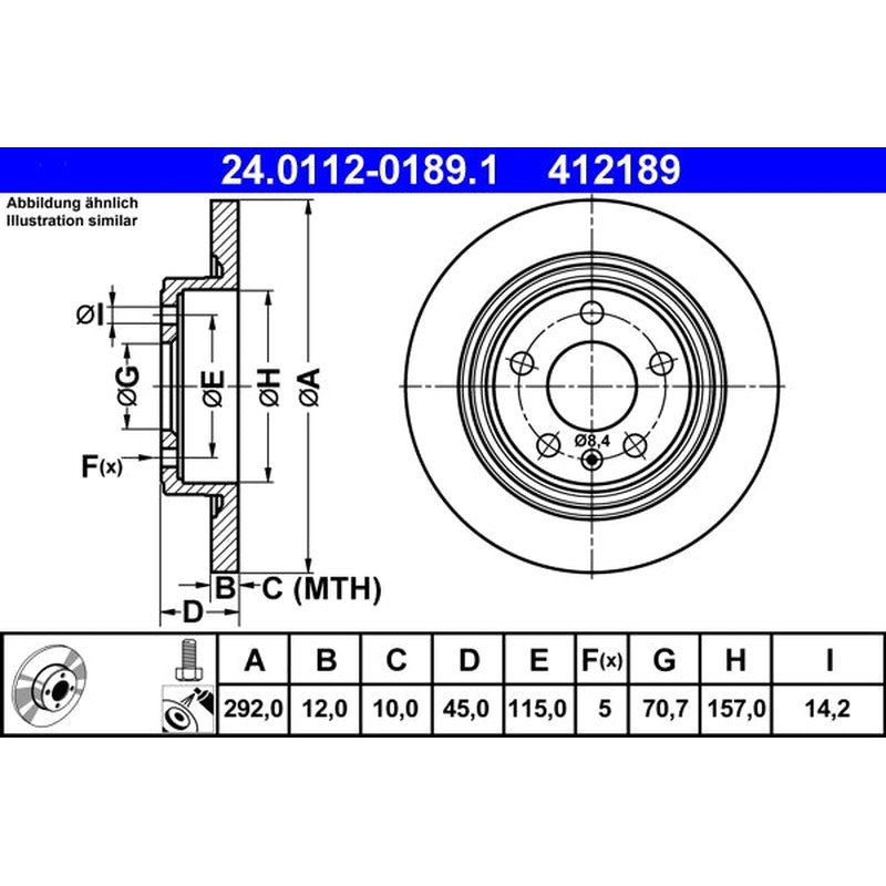 Disc frana 24.0112-0189.1 ATE
