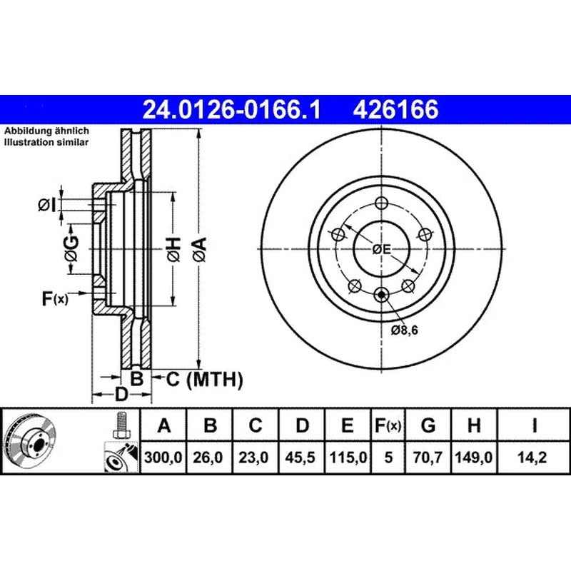 Disc frana 24.0126-0166.1 ATE
