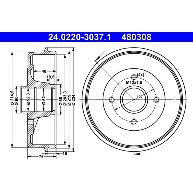 Tambur frana 24.0220-3037.1 ATE