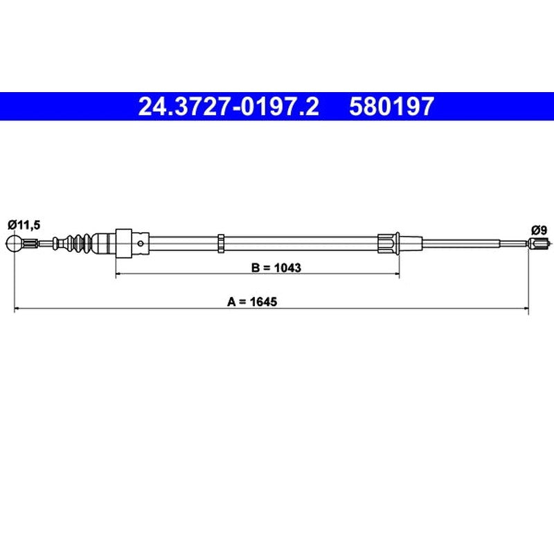 Cablu, frana de parcare 24.3727-0197.2 ATE