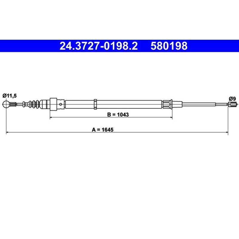 Cablu, frana de parcare 24.3727-0198.2 ATE