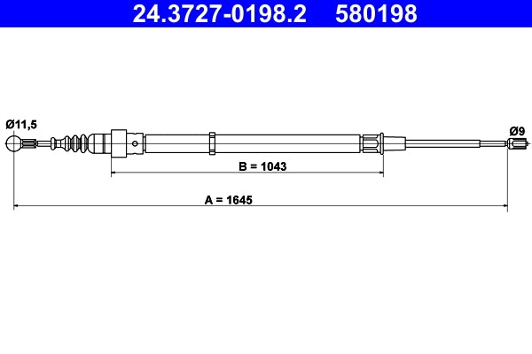 Cablu frana de mana ATE 24.3727-0198.2