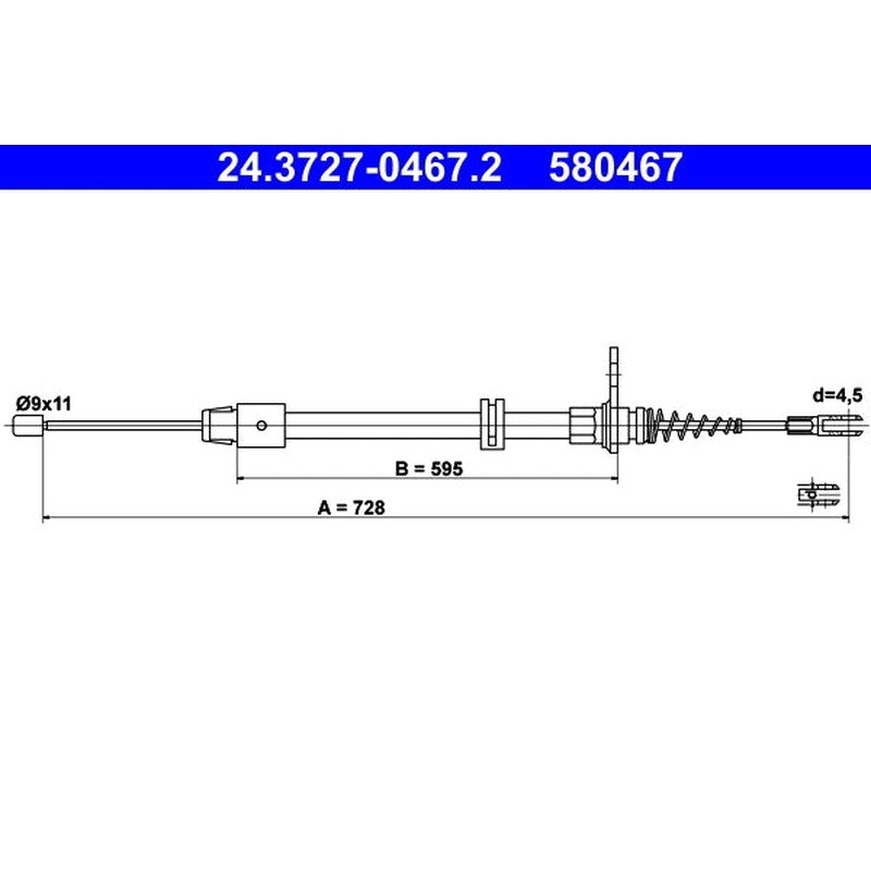 Cablu, frana de parcare 24.3727-0467.2 ATE