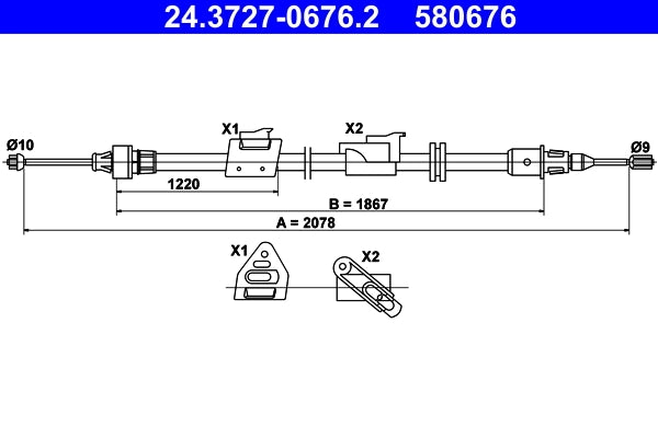 Cablu frana de mana ATE 24.3727-0676.2