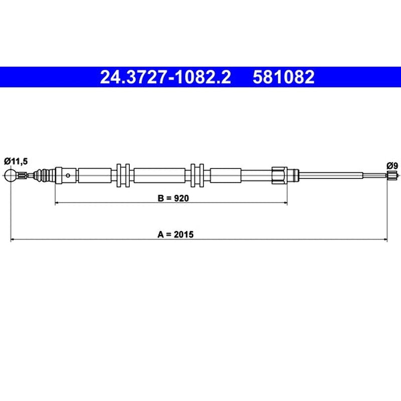 Cablu, frana de parcare 24.3727-1082.2 ATE